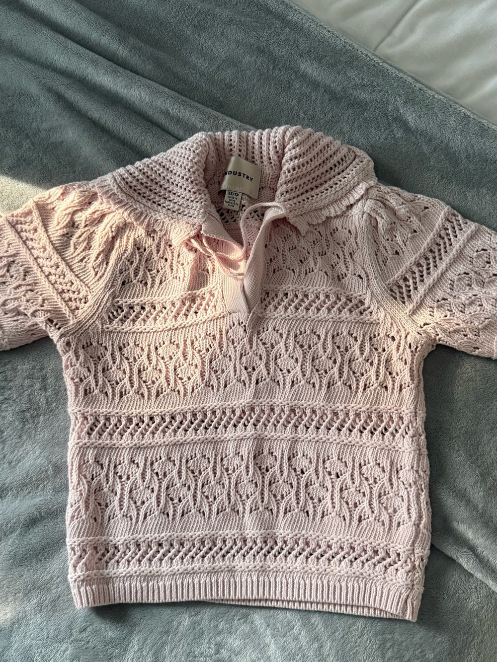 Dusty Pink Open-Knit Cowl Neck Sweater